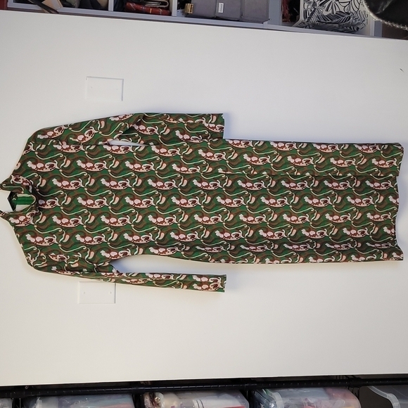 Zara Green Printed Slit Midi Night Out Dress Size Small - Picture 3 of 15